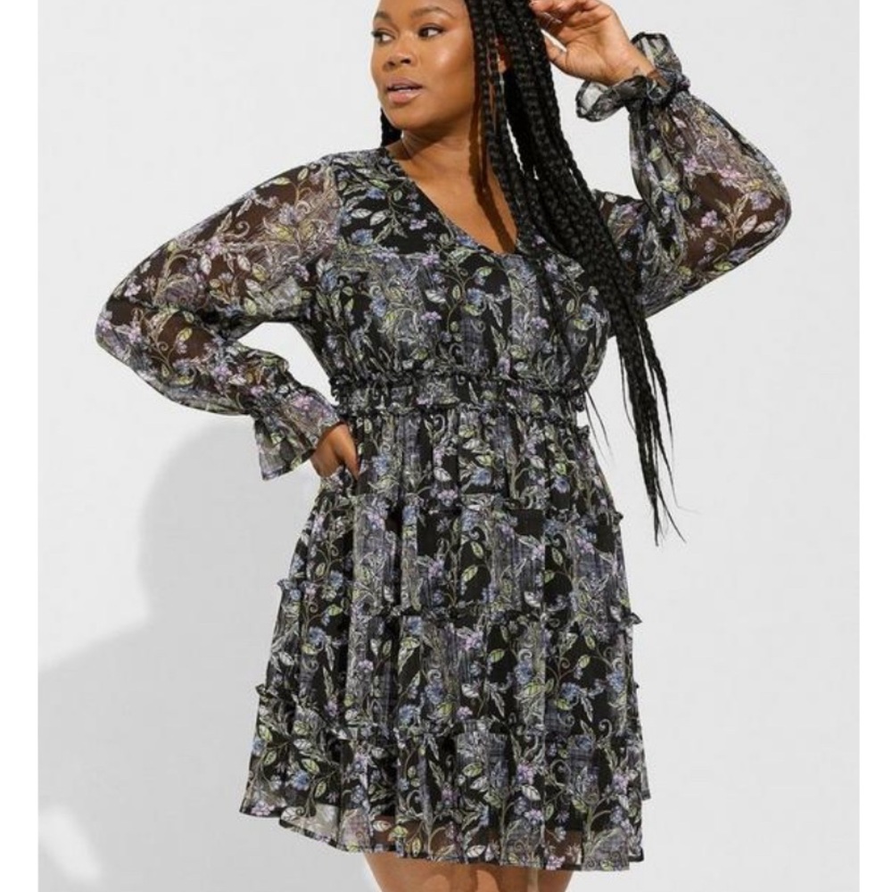 NWT Mini Lurex Chiffon Tiered boho Dress - sold out colour- 1X